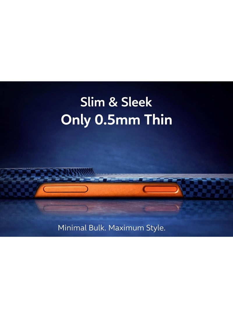 فوني Phoni Ultra Slim Magnetic Case for iPhone 17 Pro Max, Compatible with MagSafe, Thin Lightweight Design Phone Case, Carbon Fiber Style, Raised Camera Protection (Glacier Azure – Blue Carbon - Image 5